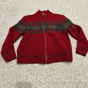 Vintage Croft & Barrow Full Zip Wool Fair Isle Sweater Sz M Holiday Christmas